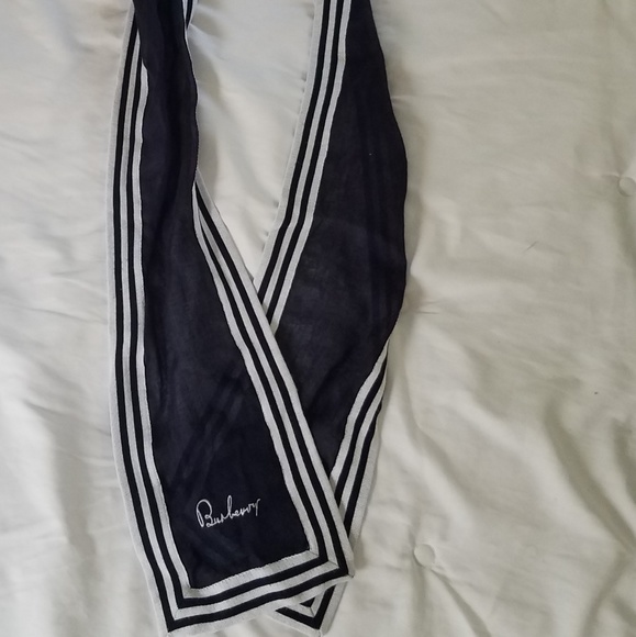 Burberry Accessories - Burberry Navy Embroidered Scarf